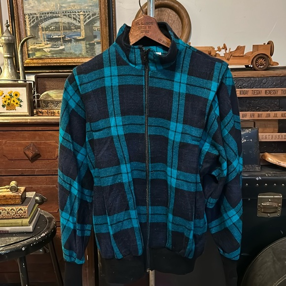 Jackets & Coats | Vintage Blue Plaid Wool Jacket Made In Usa | Poshmark